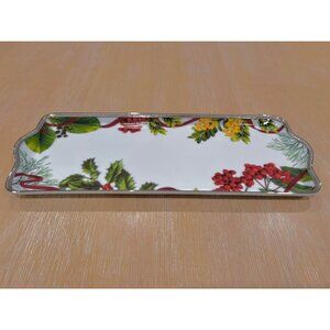 Tray Charter Club Home Fashion Buffet Platinum Holly & Berry Pine Christmas NEW